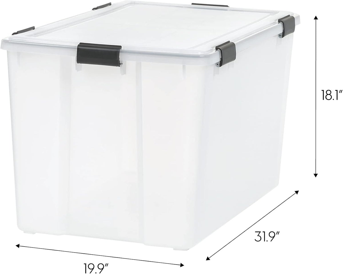 IRIS USA 3-Pack 156 Qt Storage Bins with Gasket Lids, Clear/Black