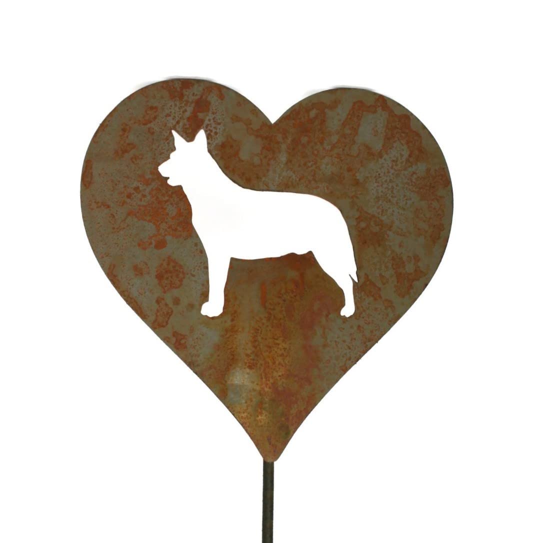 Pet Dog, Cat, Rabbit or Bird Keepsake Memorial Heart Garden Stake 20 to 28 Inches Tall (Large Heart, 28" Tall, Cross, Naturally Rusted)