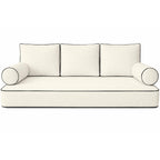 Cottington Lane 5 Piece Outdoor Daybed Cushion Cover Set, Twin Size Fitted 39" x 75" with 6" Deep Fit, Waterproof Indoor Daybed/Porch Swing Bed Mattress & Pillow Bolster Cushion Cover, White