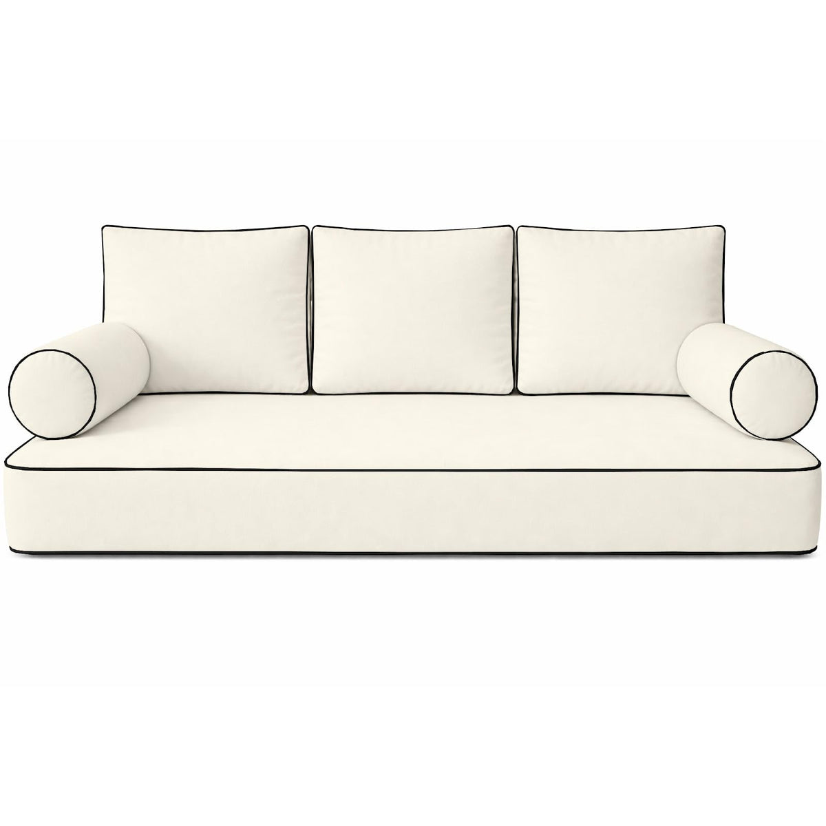 Cottington Lane 5 Piece Outdoor Daybed Cushion Cover Set, Twin Size Fitted 39" x 75" with 6" Deep Fit, Waterproof Indoor Daybed/Porch Swing Bed Mattress & Pillow Bolster Cushion Cover, White