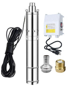 2" Deep Well Submersible Pump with Control Box, 1/2HP 110V Deep Well Pump