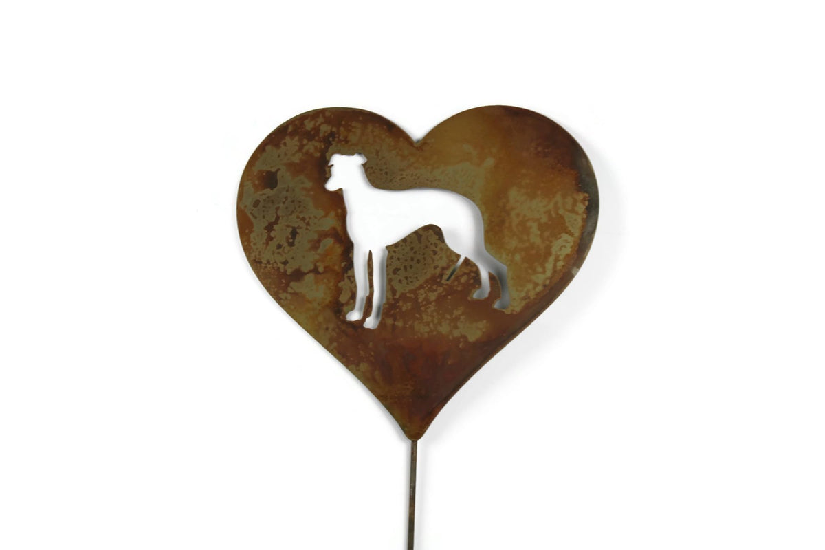 Pet Dog, Cat, Rabbit or Bird Keepsake Memorial Heart Garden Stake 20 to 28 Inches Tall (Large Heart, 28" Tall, Pembroke Welsh Corgi, Naturally Rusted)