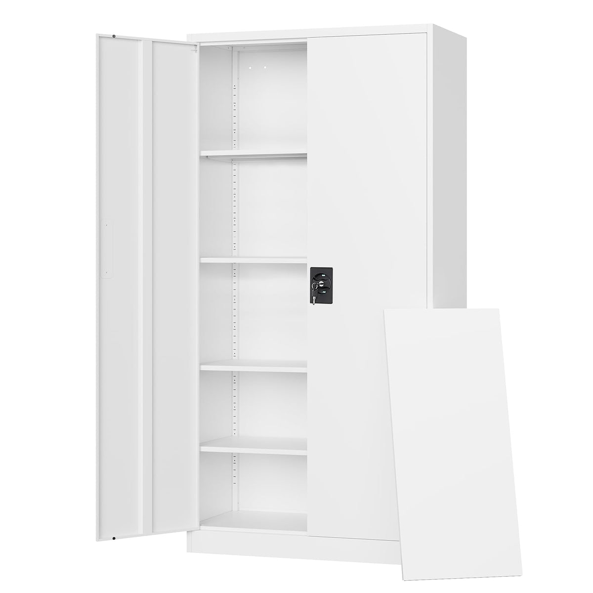 Letaya Metal Garage Storage Cabinets with Wheels,Steel Tool Cabinets Lock Door and Adjustable Shelves for Home,Office,Warehouse Organisieren (Black, 74.41" H)