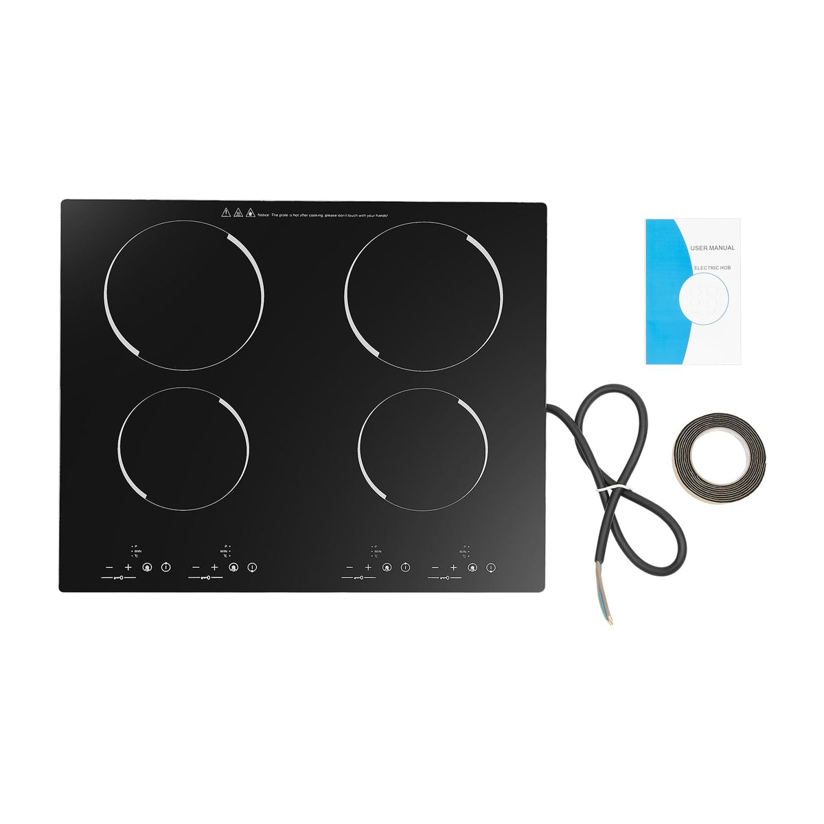 Countertop 4 Burner Induction Cooktop,Portable Electric Stove, 3000W (2x900W+2x600W) Ceramic Cooktop with 9 Power Gears, 80-650°C Temp & 120min Timer, LED Touch Screen for Home Kitchen Restaurant
