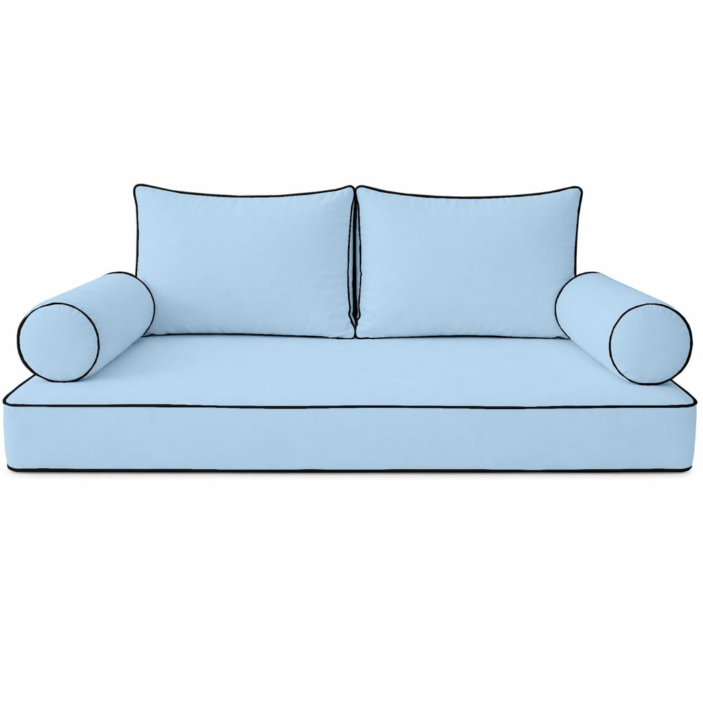 Cottington Lane 5 Piece Outdoor Daybed Cushion Cover Set, Twin Size Fitted 39" x 75" with 6" Deep Fit, Waterproof Indoor Daybed/Porch Swing Bed Mattress & Pillow Bolster Cushion Cover, White