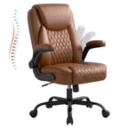 GTPLAYER PU Leather Office Chair, Home Desk Chair with Flip-up Arms, Modern