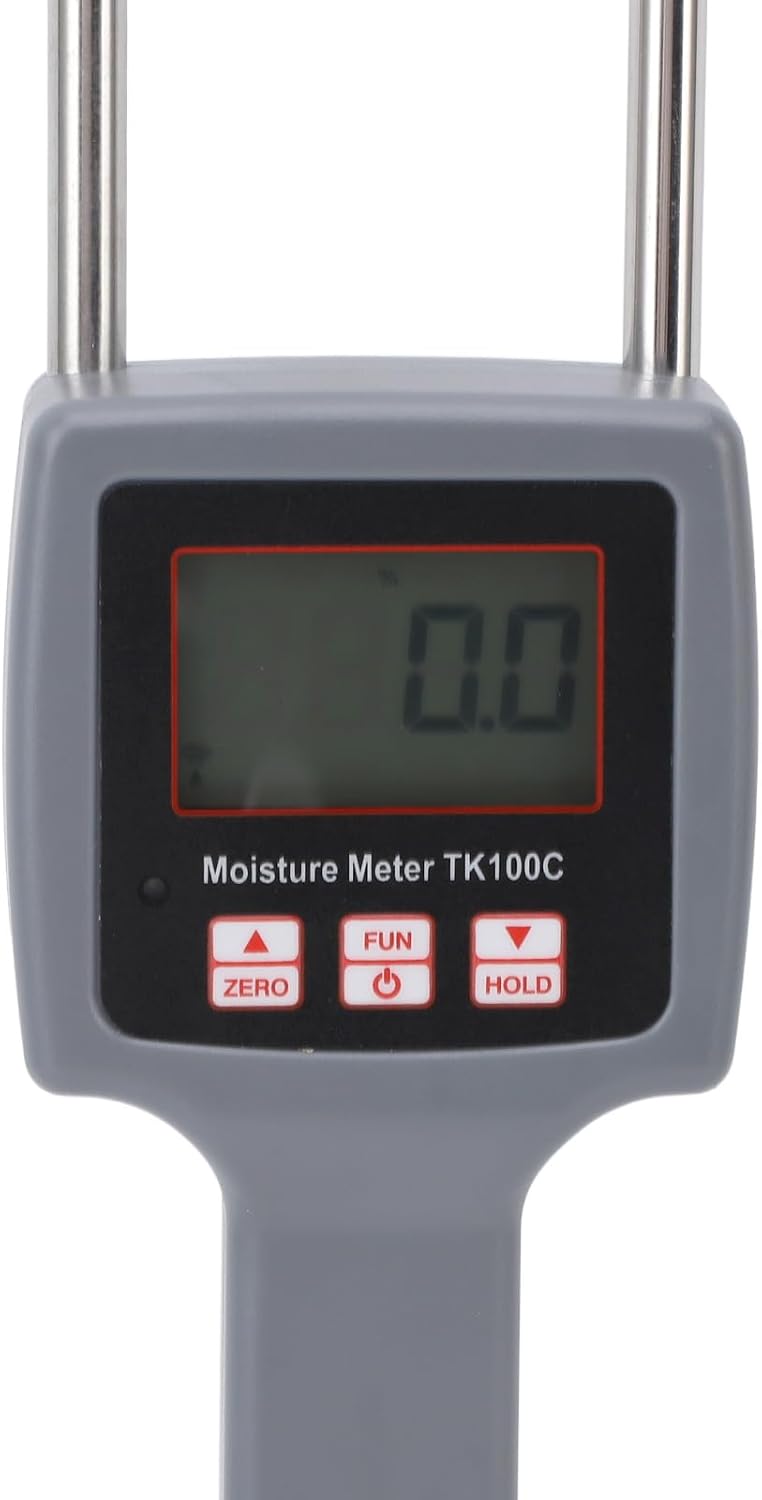 Pilipane Cotton Humidity Meter Portable LCD Digital Display Handheld Cotton Humidity Tester for Cottonseed Cotton ABS Stainless Steel 458mm