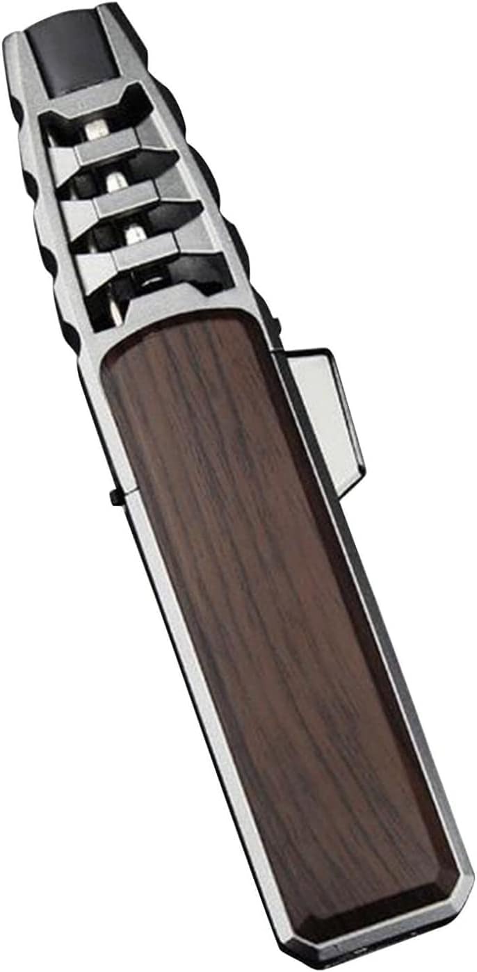 Butane Torch Lighter, Windproof Straight Torch Blue Flame Lighter, Turbine Jet Torch Lighter, Refillable Kitchen Cooking Lighter with Safety Lock for BBQ, Baking(Gas Not Included) (Black+Gold)