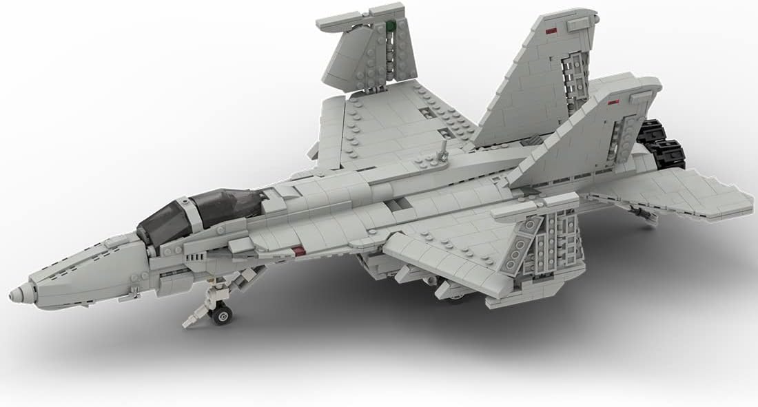 FunXylophy F/A-18E Fighter Jet Building Block Set, The Super Hornet Aircraft Model MOC Building Blocks, Military Airplane Jet Model Collection Gift for Military Enthusiasts(1483PCS)