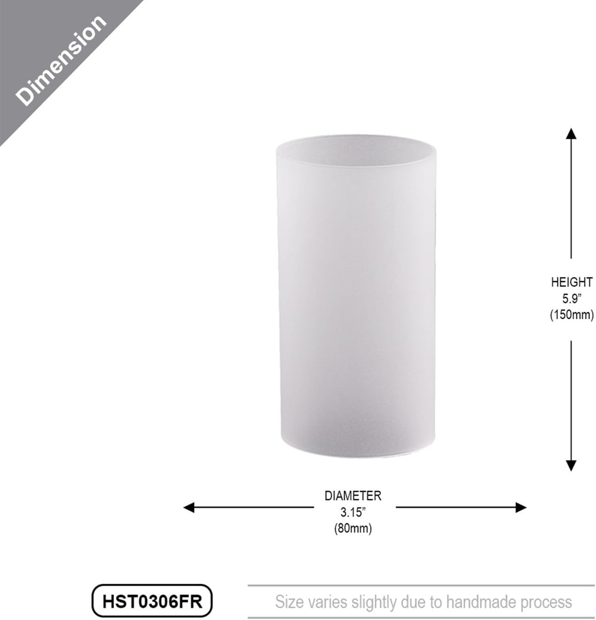WGVI Hurricane Candle Holder Sleeve, W: 3", Ht: 6", Frosted Glass Cylinder Open Both Ends, Chimney Tube Shade, 24 Piece
