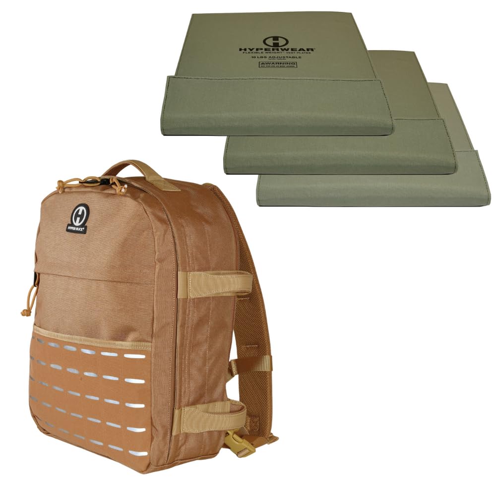 HYPERWEAR® Rucking Backpack with Weights for Walking - 20L Adjustable Weighted Ruck Pack, FlexLoad Plate System