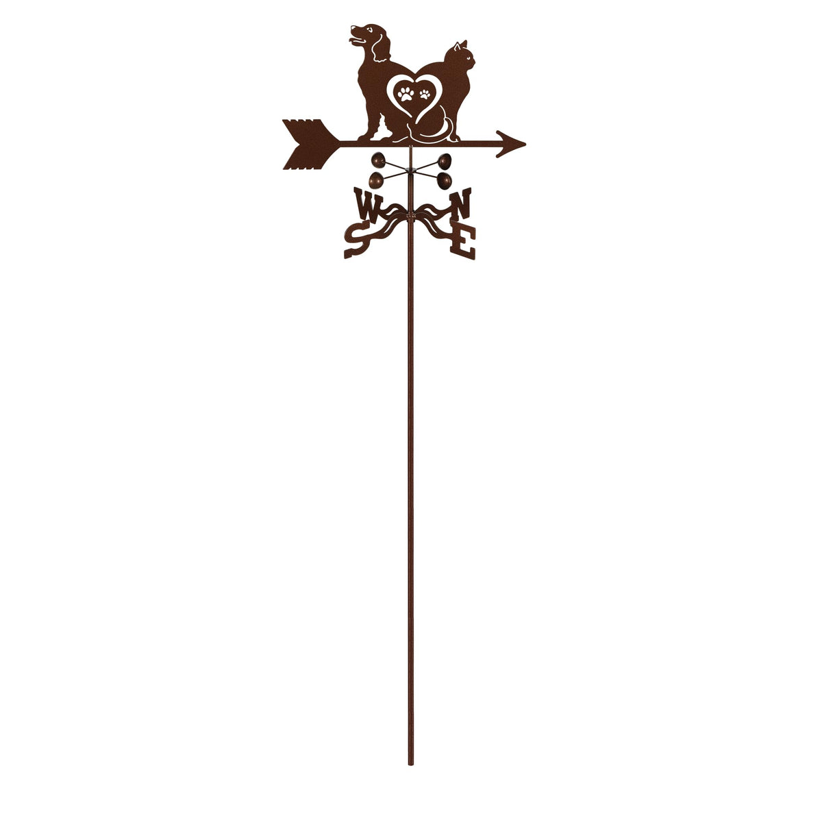 EZ Vane Steel Cat & Dog Love Weathervane with Wind Cups — Post Mount