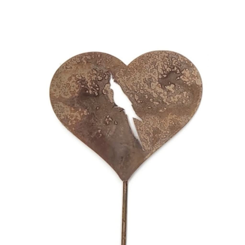 Pet Dog, Cat, Rabbit or Bird Keepsake Memorial Heart Garden Stake 20 to 28 Inches Tall (Large Heart, 28" Tall, Yorkie Yorkshire Terrier, Naturally Rusted)