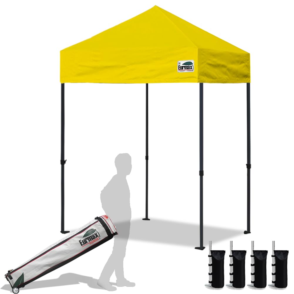 Eurmax USA 10x10ft Pop Up Canopy,Commercial Instant Tent for Outdoor Events,Patented No-Tip Rolling Storage Bag with 4 Sandbags,UV & Water Resistant,Heavy Duty Portable Shelter Gazebo,White