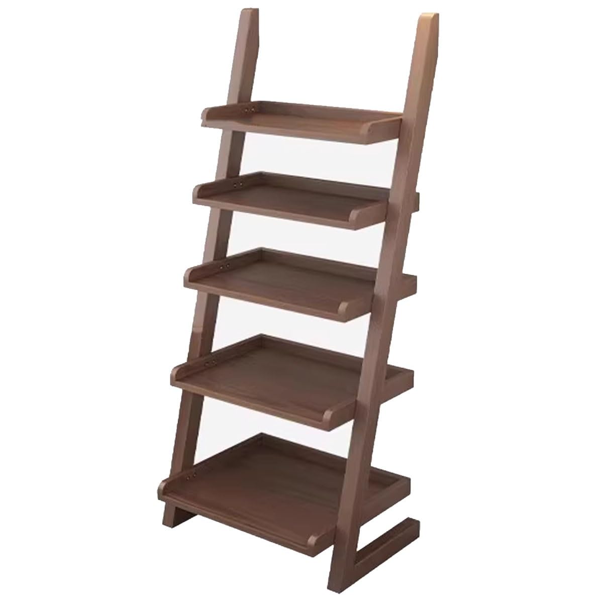 23.6x11.4x55in Ladder Bookshelf L-Shaped Leaning Bookcase Heavy Duty Solid Wood Floor Standing Storage Shelving Unit 5-Tier Bookshelves Shelf Organizer(White)