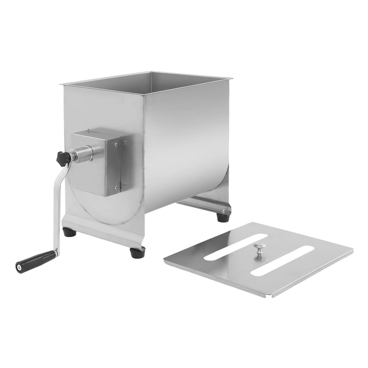 Manual Meat Mixer 44lbs Capacity Tub Stainless Steel Hand Crank Meat Mixer with Lid & Removable Paddle for Meat Processing Equipment