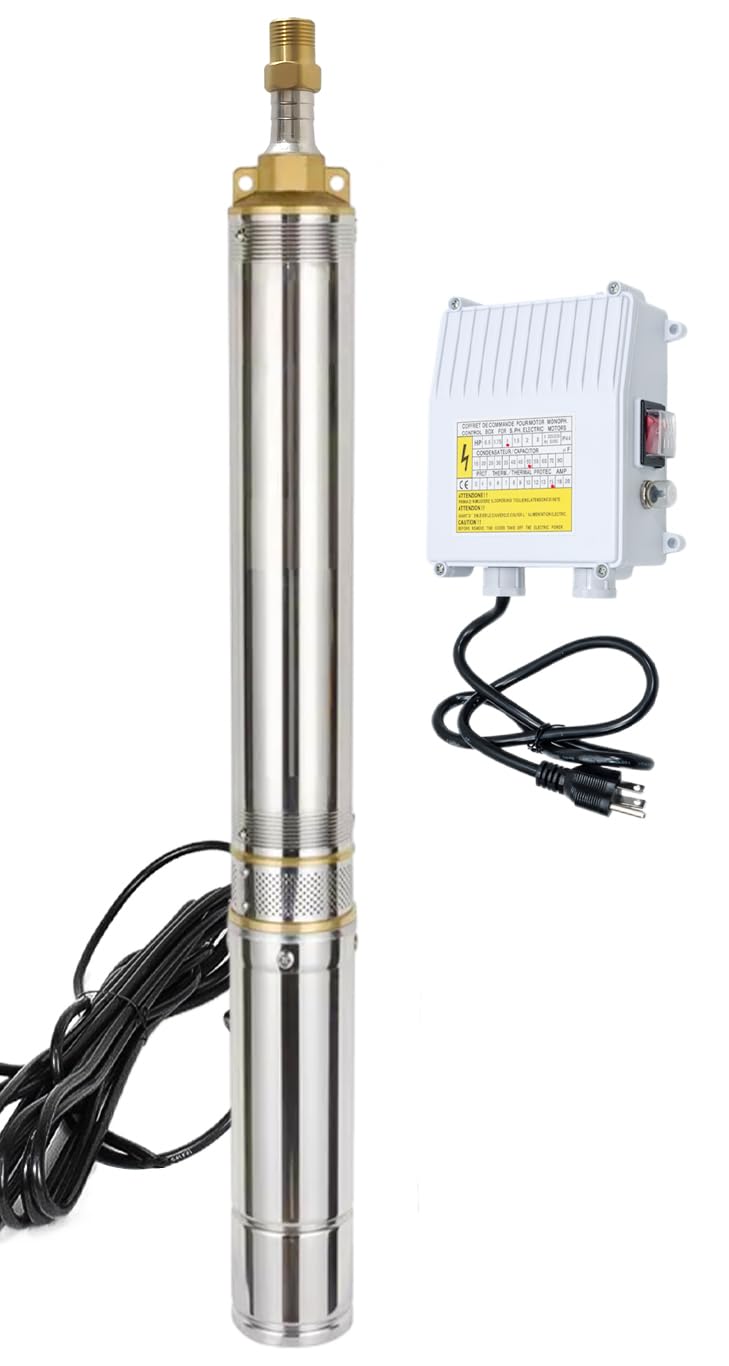 4" Deep Well Pump 110v Submersible Well Pump with Control Box with 50ft Power Cord Stainless Steel
