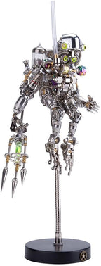 3D Metal Puzzle Animal Model Kit, 700PCS DIY Assemble Steampunk Mechanical Diver Ape with Glowing Trident, Creative Handcrafted Metal Art Craft Desktop Display & Decoration for Adults