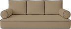 Cottington Lane 6 Piece Outdoor Daybed Cushion Cover Set, Twin Size Fitted 39" x 75" with 6" Deep Fit, Waterproof Indoor Daybed/Porch Swing Bed Mattress & Pillow Bolster Cushion Cover, Taupe