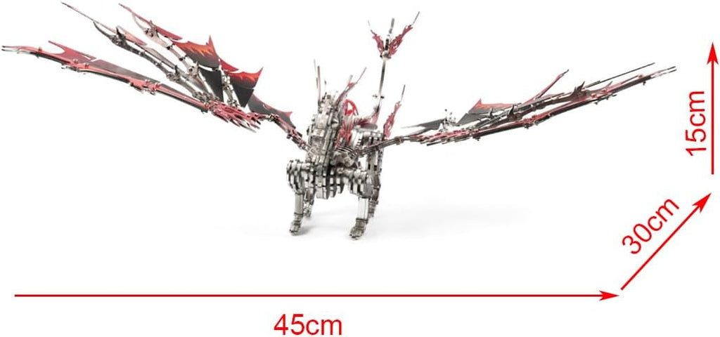 3D Metal Puzzle Dragon Model Kit, 200PCS DIY Steampunk Mechanical Fire-Breathing Dragon with Adjustable Wings, Creative Handcrafted Metal Art Craft Desktop Display & Decoration for Adults