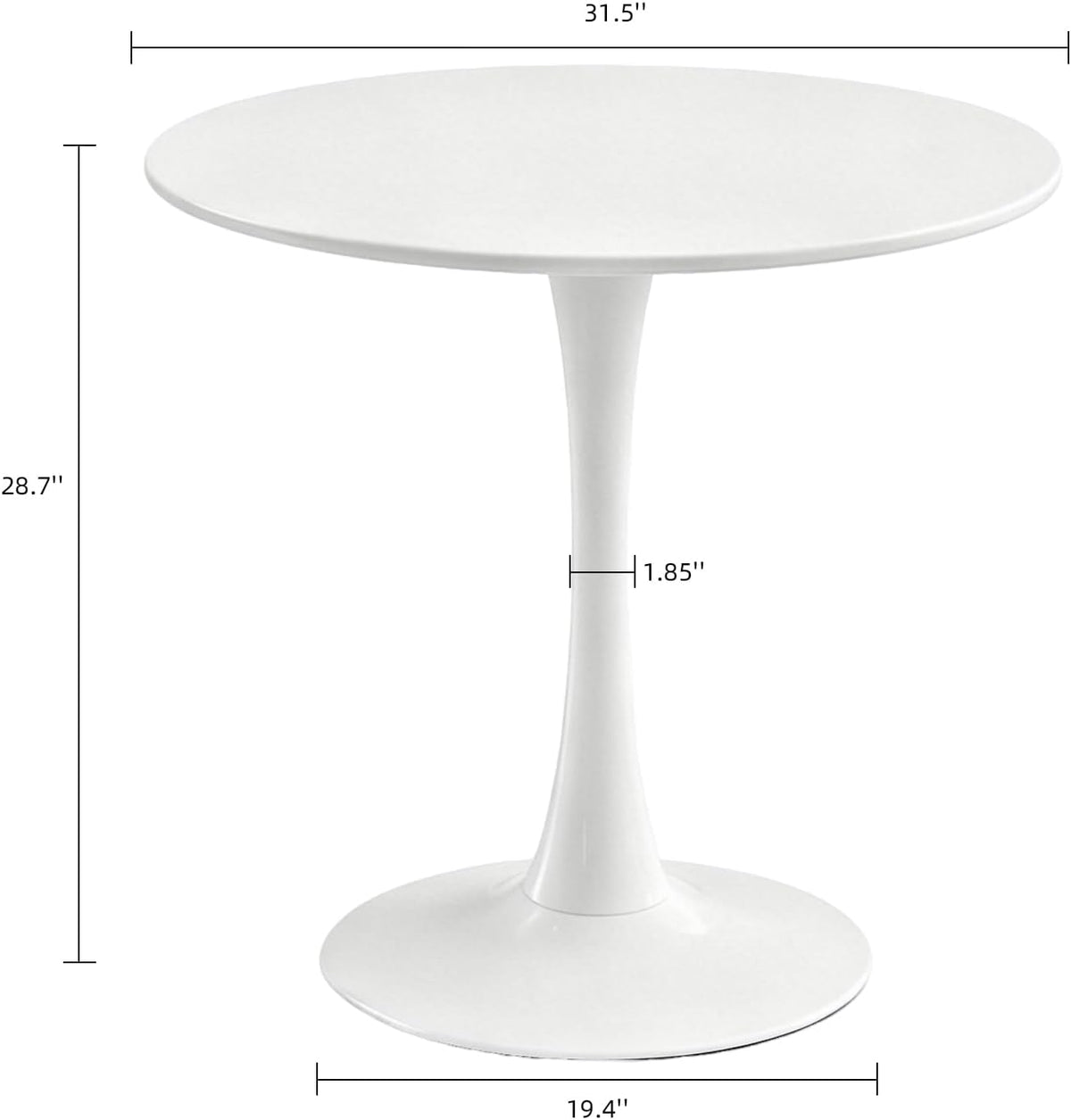 Round Dining Table, 31.5" Tulip Table (White)