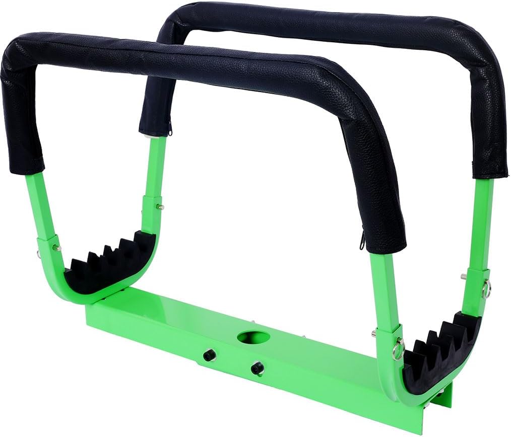 Car Door Hanger for Floor Jack, Adjustable Steel Vehicle Door Removal Tool, Padded Auto Body Support Stand Compatible with Jack Saddles for Car Door Installation Storage and Garage Repair,Green