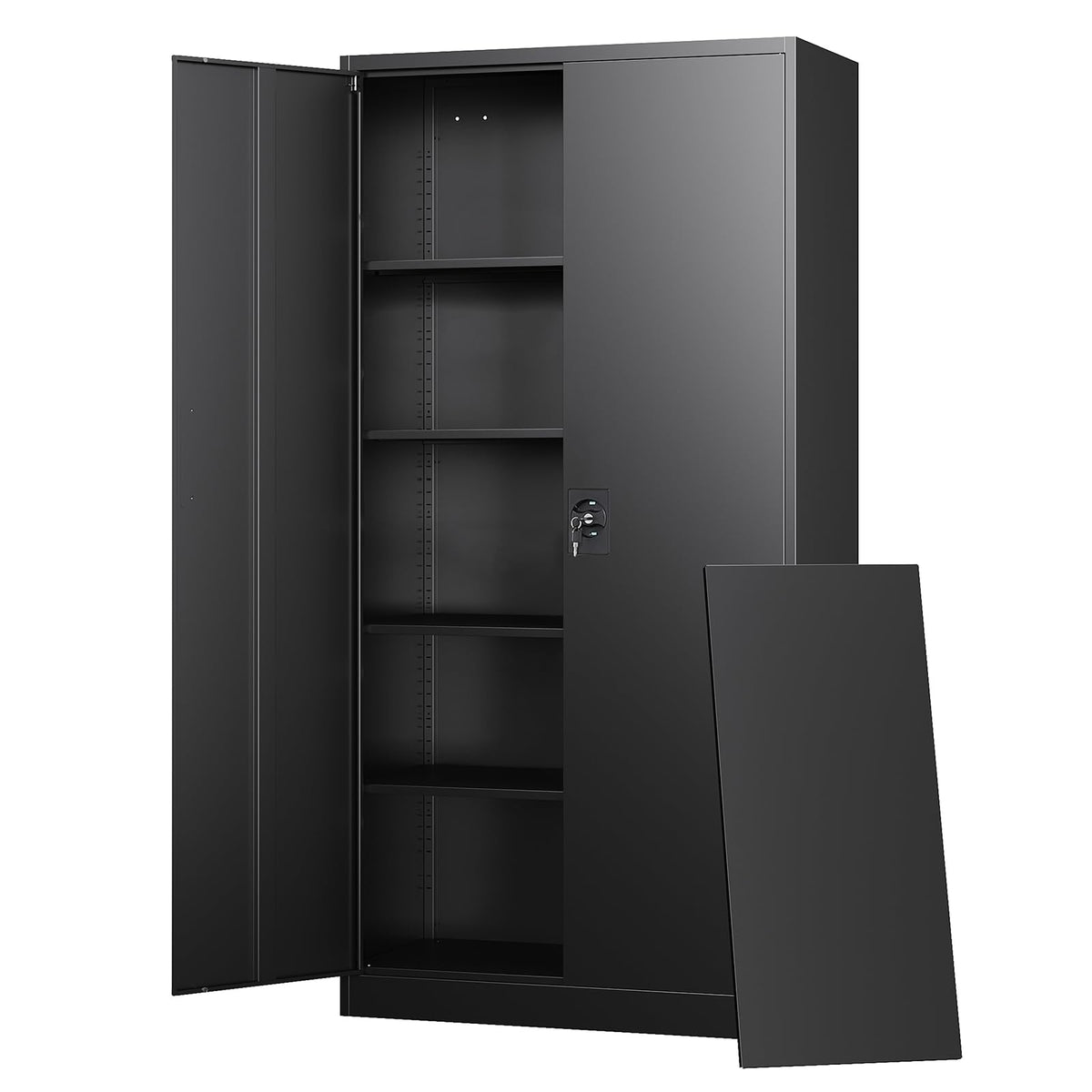 Letaya White Storage Cabinet with Adjustable Shelves-Metal Home Kitchen Pantry Cabinets with Doors,Organization Locker for Cupboard/Bedroom/Dining/Living/Bathroom/Office/Garage Room