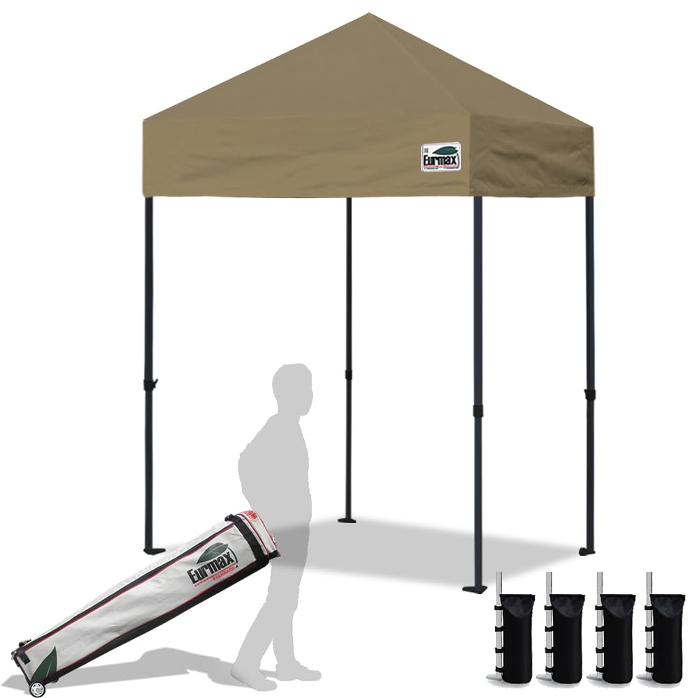 Eurmax USA 10x10ft Pop Up Canopy,Commercial Instant Tent for Outdoor Events,Patented No-Tip Rolling Storage Bag with 4 Sandbags,UV & Water Resistant,Heavy Duty Portable Shelter Gazebo,White