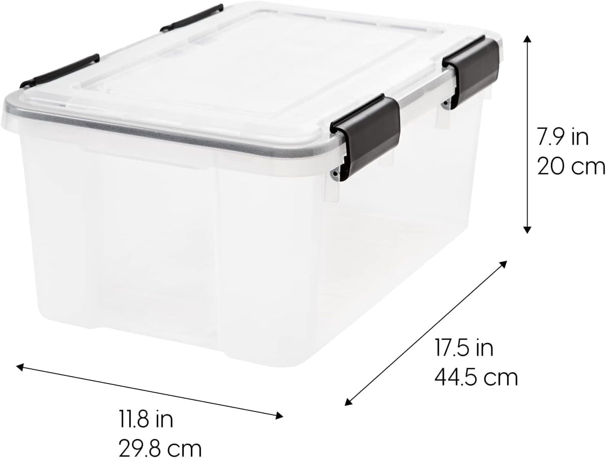 IRIS USA 6-Pack 19 Qt Storage Bins with Gasket Lids, Clear/Black