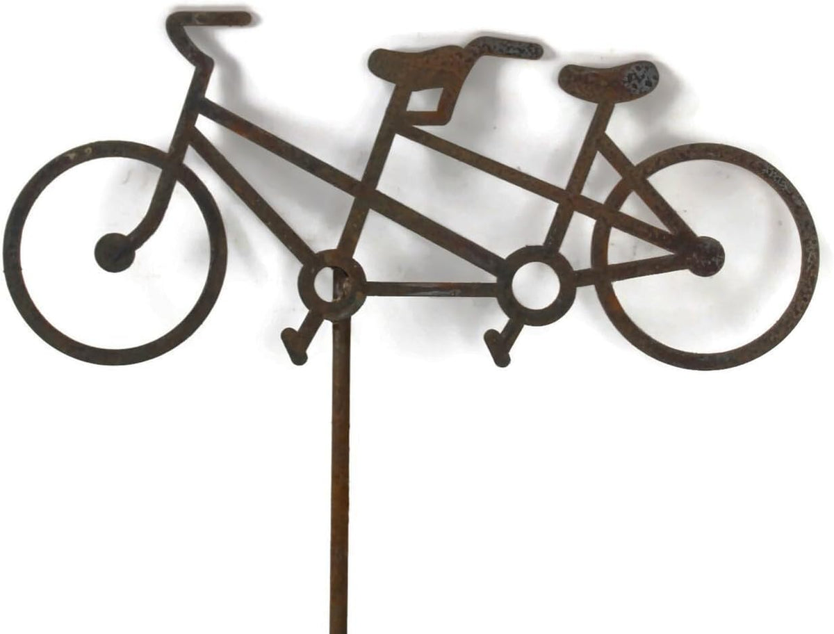 Hobby and Leisure Style Rustic or Powder Coated Metal Garden Stake or Stand (CUSTOM Medium Camper 23" Tall Including Stake, Silver)