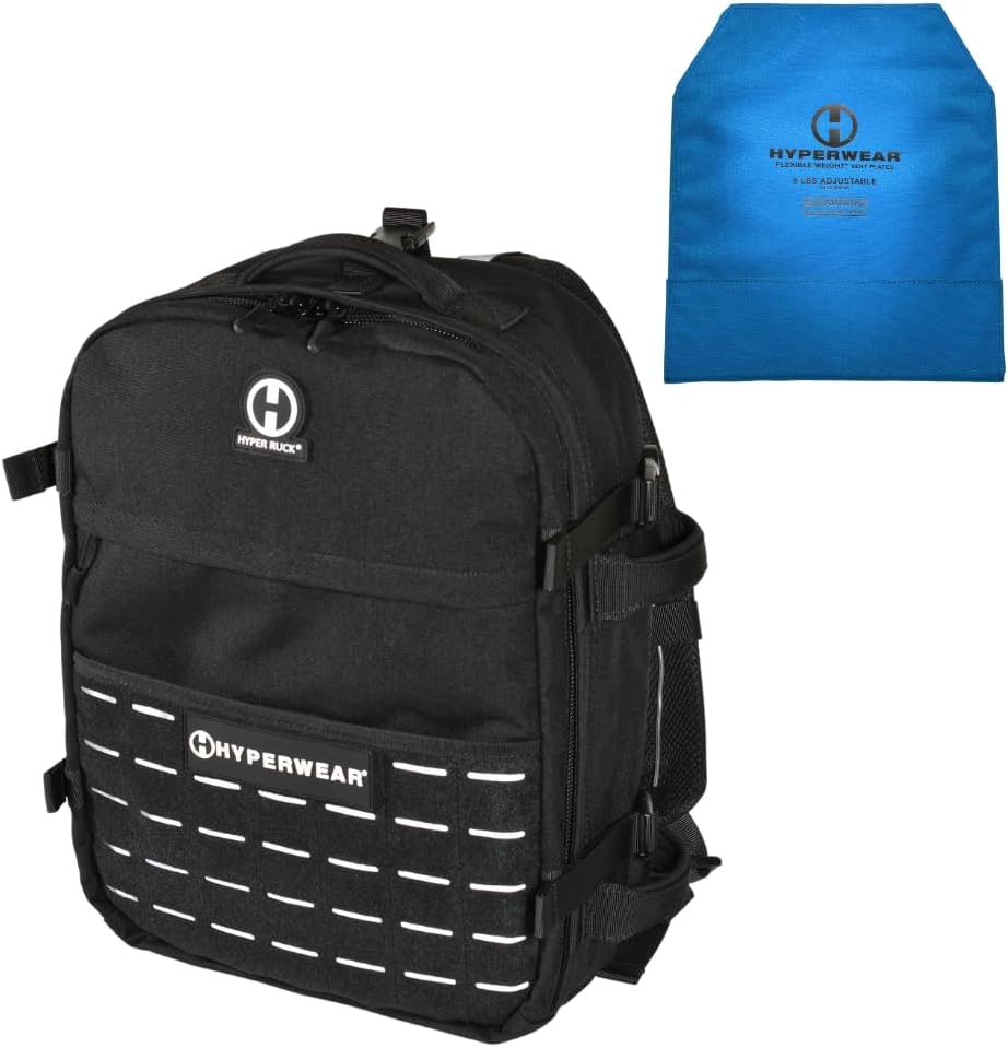 HYPERWEAR® Rucking Backpack with Weights for Walking - 20L Adjustable Weighted Ruck Pack, FlexLoad Plate System