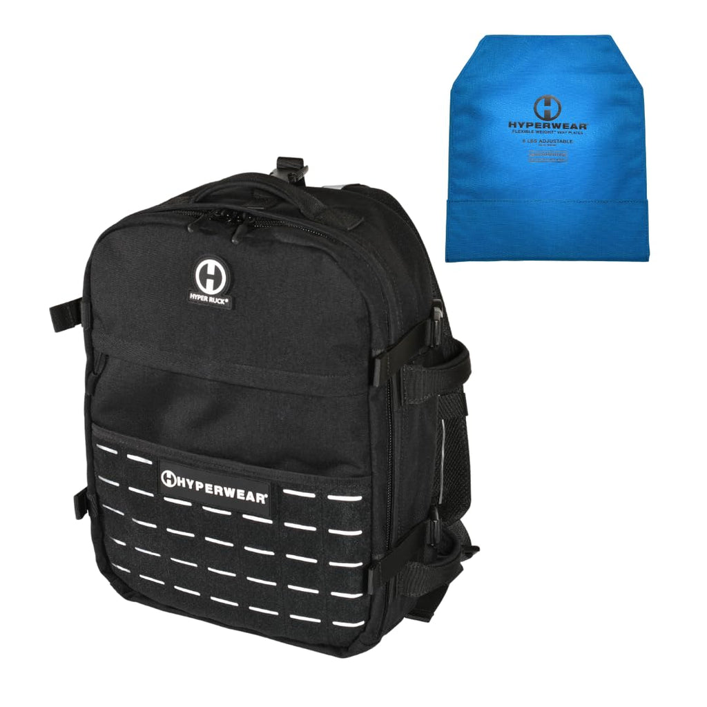 HYPERWEAR® Rucking Backpack with Weights for Walking - 20L Adjustable Weighted Ruck Pack, FlexLoad Plate System