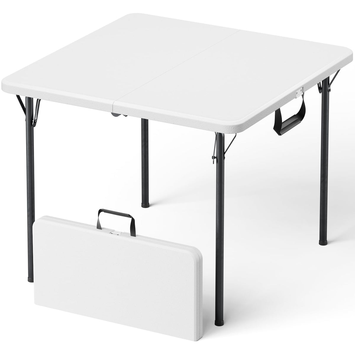 30 Inch Folding Table, Adjustable Height Portable Folding Table, Foldable TV Tray Table, Small Laptop Desk & Picnic Table for Indoor Outdoor Use, Bedroom, Camping, Patio, BBQ, RV