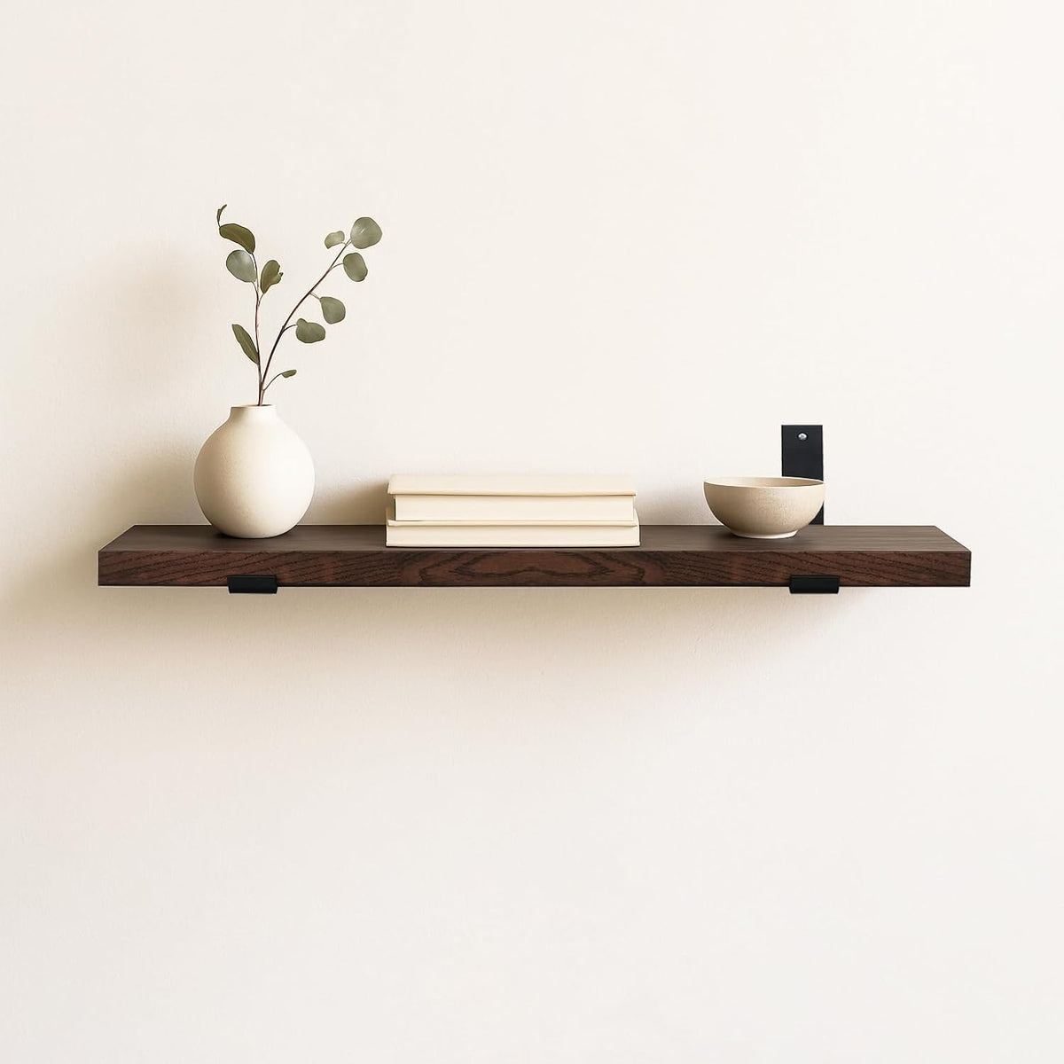 CONSDAN Floating Shelves, USA-Grown Solid Oak Hardwood Wall-Mounted Shelf for Bedroom/Bathroom/Living Room/Kitchen, Wall Shelves Over Toilet, 16x7.5x1.5 in, Dark Oak