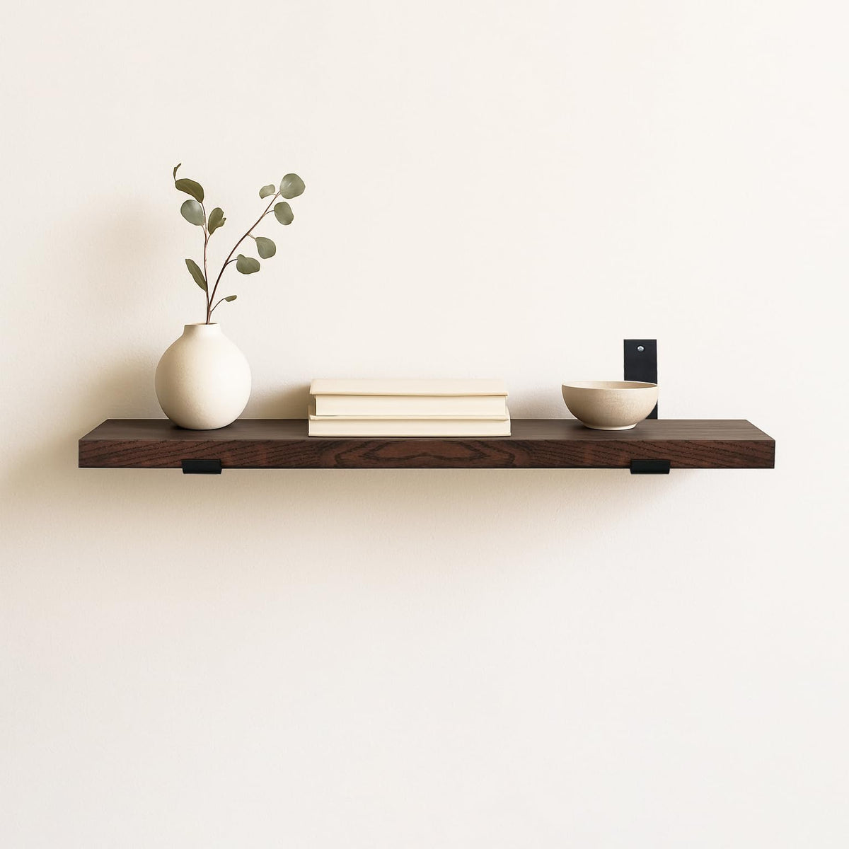 CONSDAN Floating Shelves, USA-Grown Solid Oak Hardwood Wall-Mounted Shelf for Bedroom/Bathroom/Living Room/Kitchen, Wall Shelves Over Toilet, 16x7.5x1.5 in, Dark Oak