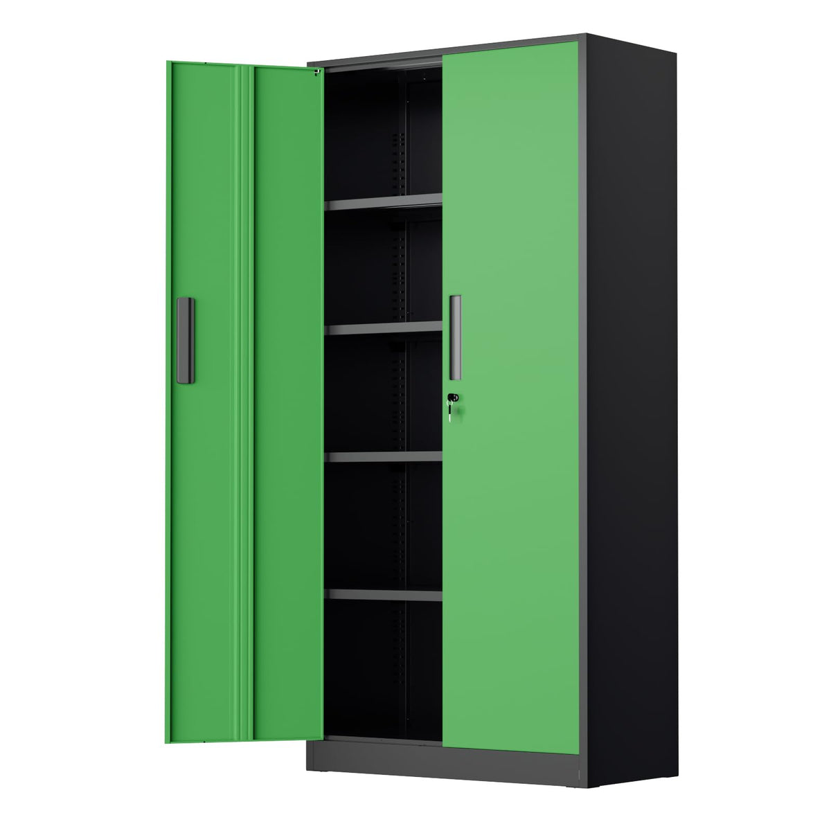 Bonusall 72" Metal Garage Storage Cabinet - 900lbs Heavy Duty Steel Cabinet with 3-Point Locking System & 4 Adjustable Shelves, Lockable Tall Storage for Garage, Office, Warehouse - Black & Red