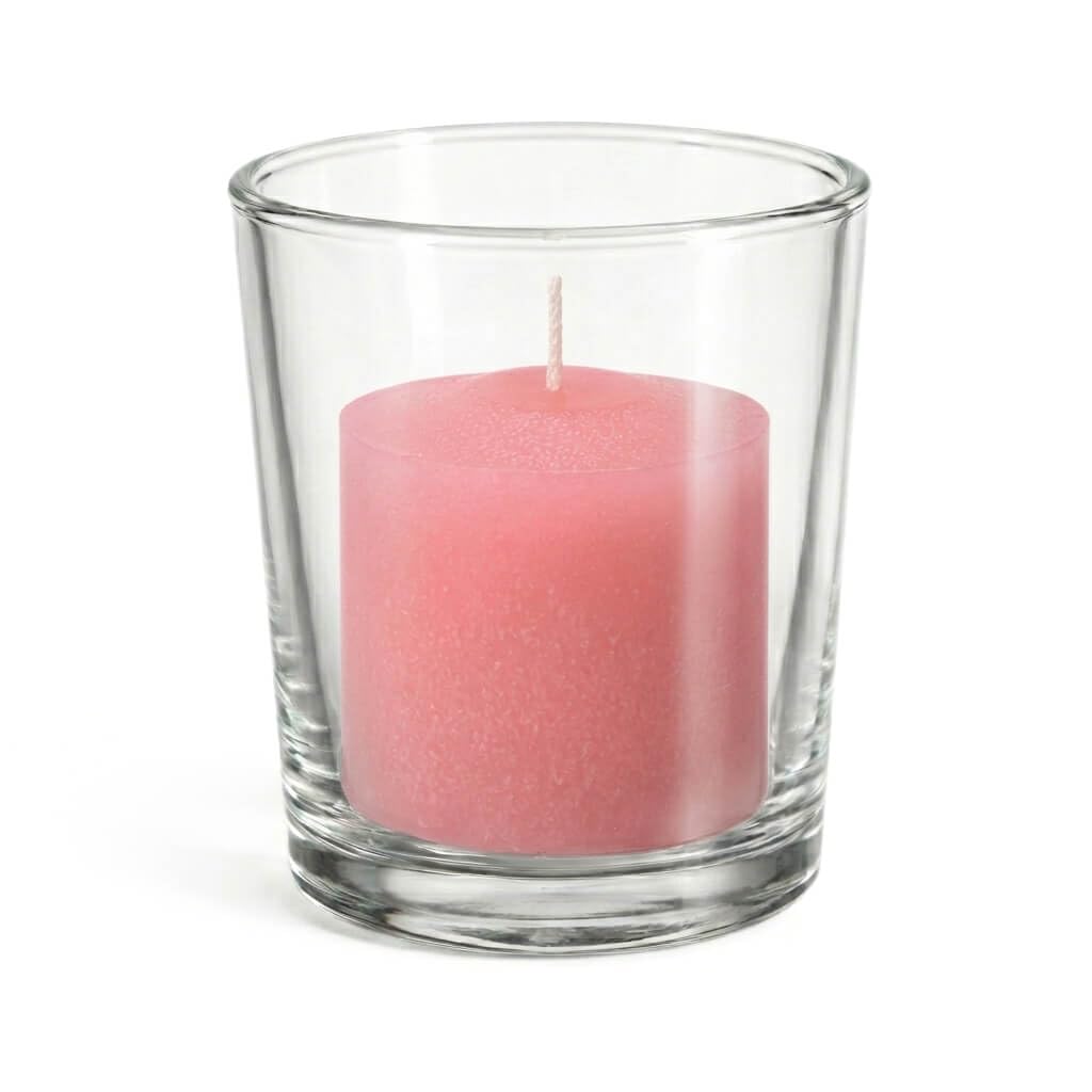 Set of 144 Richland Votive Candles White Unscented and 144 Clear Glass Eastland Votive Holders
