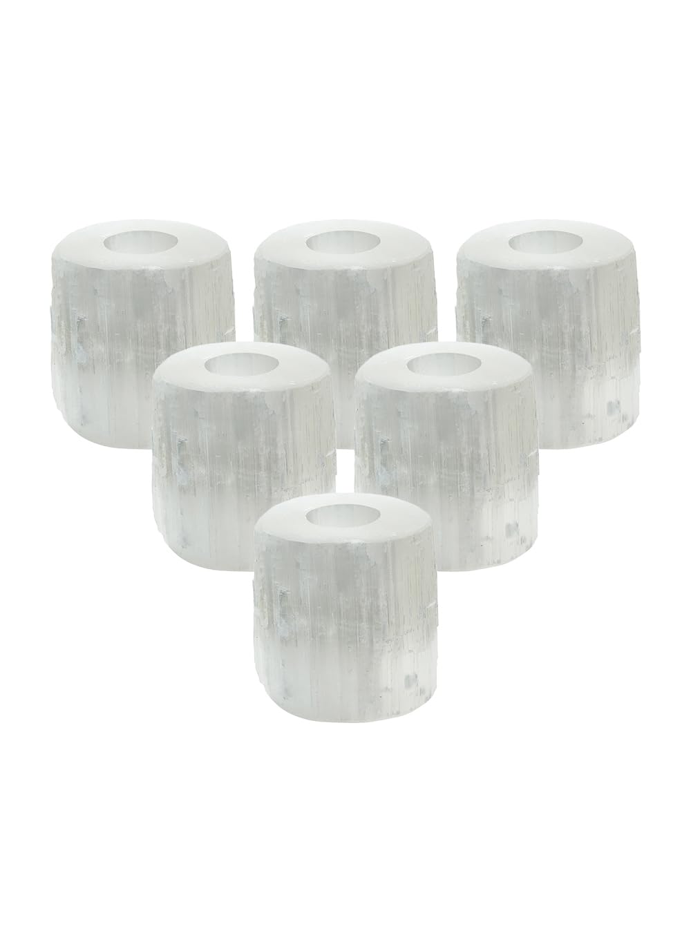 Serene Spaces Living 4" Selenite Tealight Candle Holder, Set of 12, Natural Crystal Stone Decorative White Votive Candlestick Holder for Kitchen, Tables, Wedding, Parties, Event Decor Centerpieces