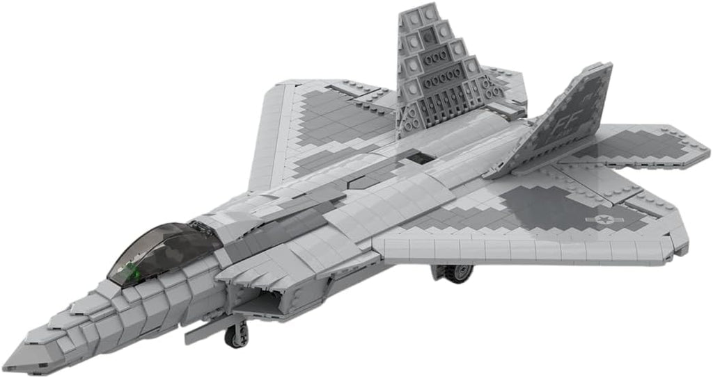 1/35 Scale F-22 Fighter Building Blocks Set, Military Aircraft Model DIY Assembly Kits, Collectible Military-Themed Display Model for Collectors & Enthusiasts, MOC-105520 (1624PCS)