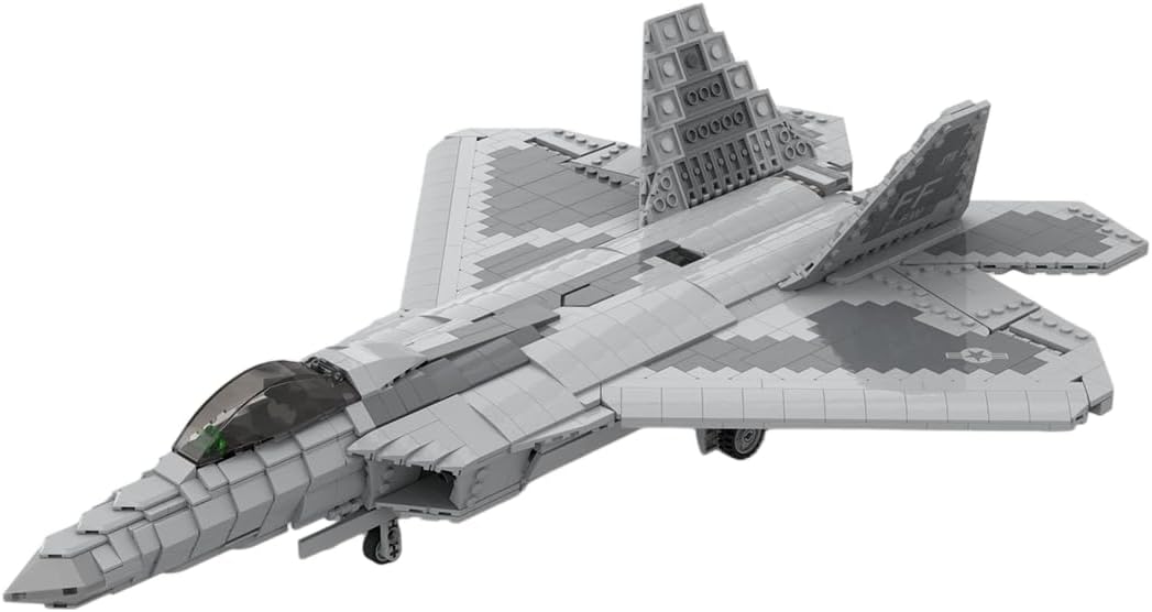 1/35 Scale F-22 Fighter Building Blocks Set, Military Aircraft Model DIY Assembly Kits, Collectible Military-Themed Display Model for Collectors & Enthusiasts, MOC-105520 (1624PCS)