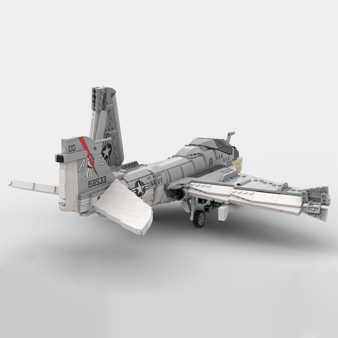 A-6E Intruder Fighter Jet Building Blocks Model, 1570PCS 1/35 Scale MOC Creative Plane Military Aircraft Model Display Set, Collectible Gifts Set for Adults