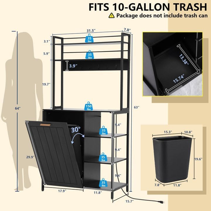 6-Tiers Kitchen Bakers Rack, Microwave Stand Cabinet with Storage