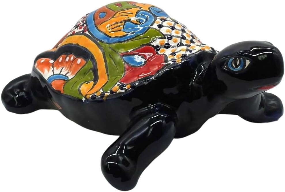 Galapagos Turtle Hand Painted Indoor Outdoor Multi Colored Figure Glazed