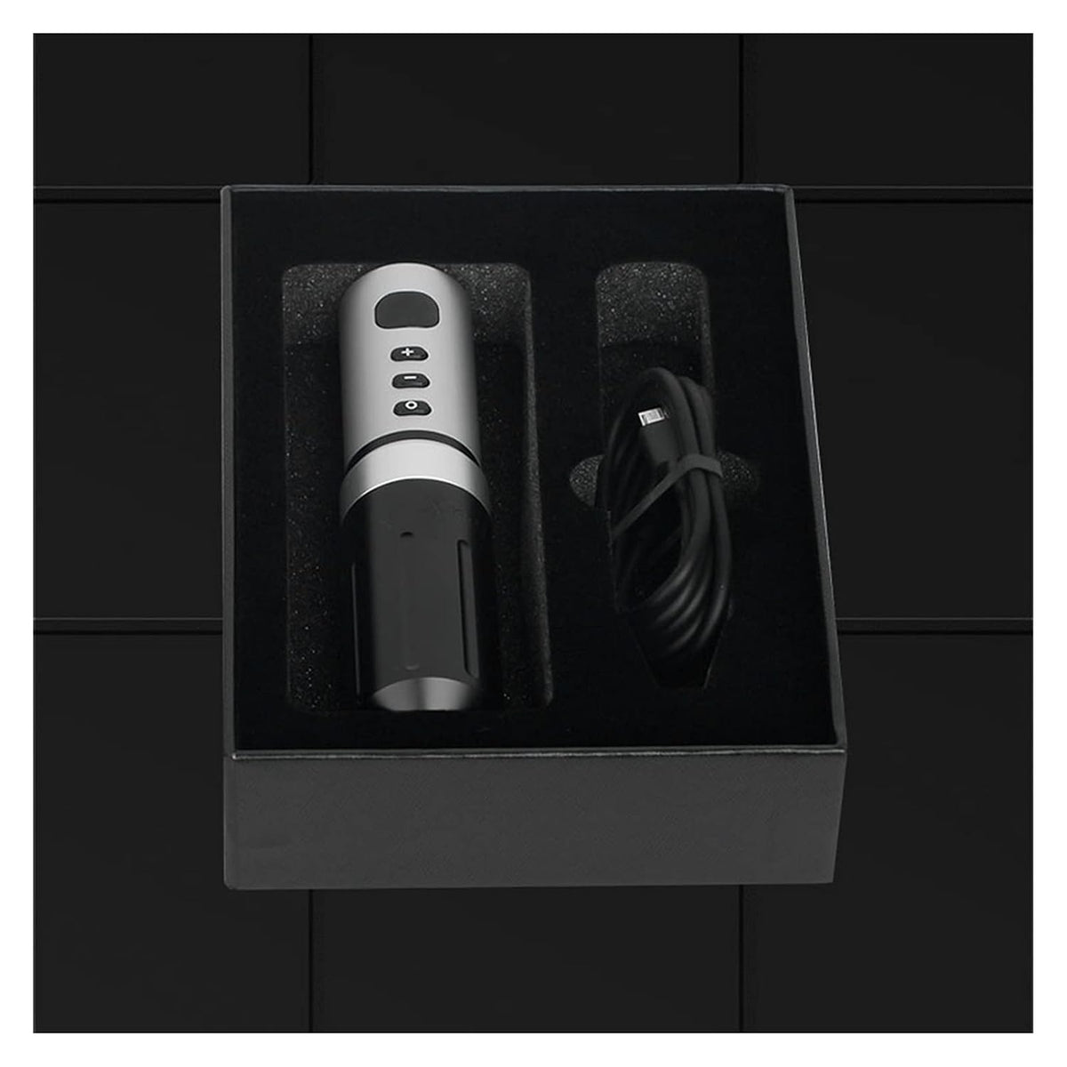 Wireless Rotary Tattoo Pen 1800mAh 3 Lithium Battery Rechargeable Tattoo Machine(Black with Silver)