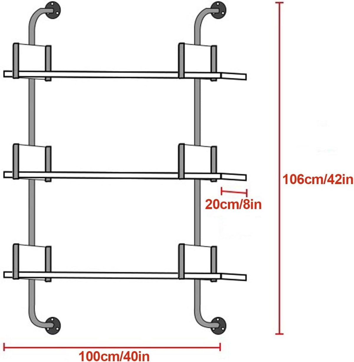 Floating Shelves Hair Color Organizer, Wall Mounted DIY Open Hair Color Rack, Hair Color Storage with Iron Bracket and Wood, Station for Salon Display(100x20x106cm/40x8x42in)