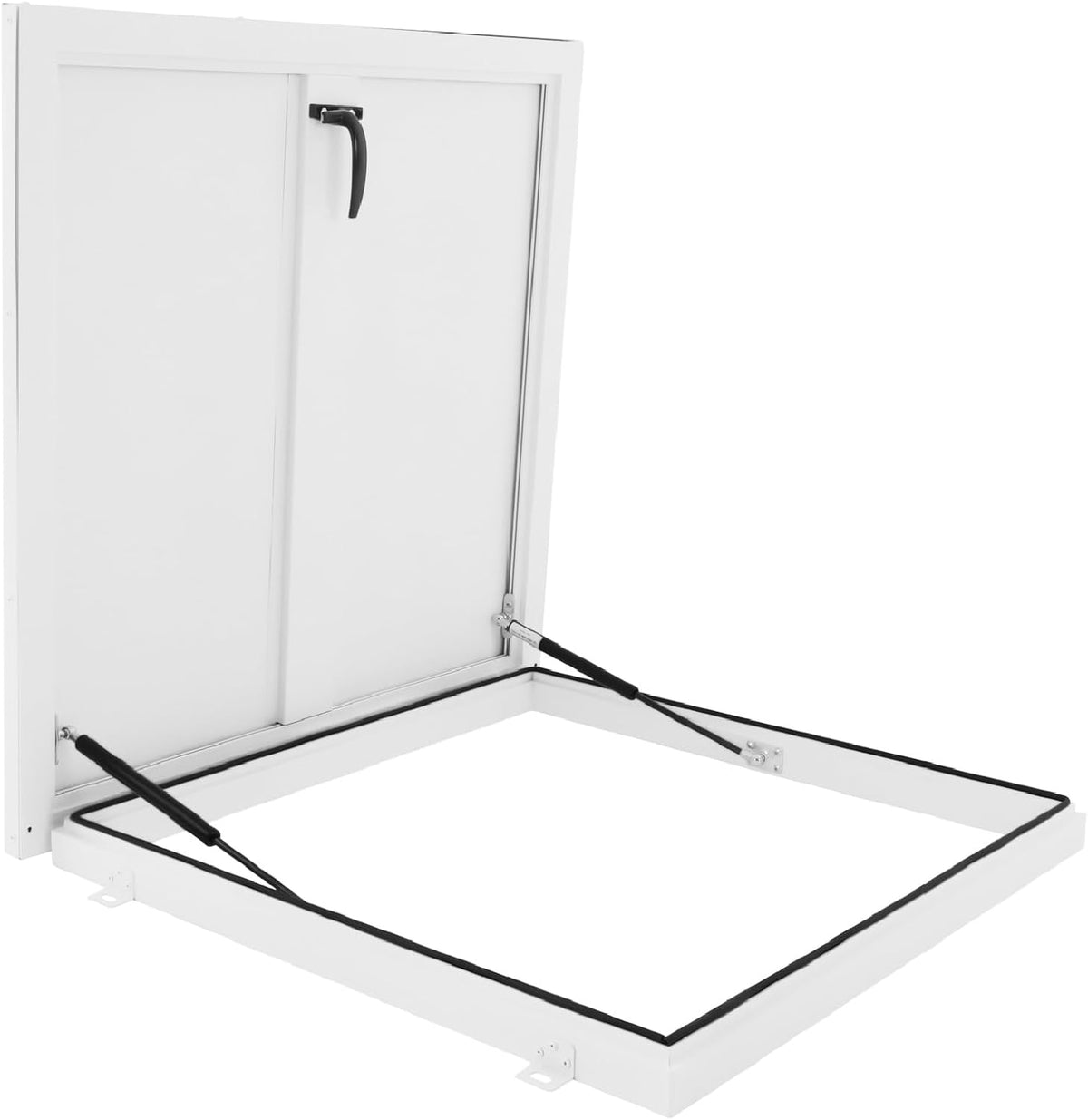 27.5" L X 27.5" W Aluminum Roof Access Hatch, Roof Security Door, Rooftop Hatch Cover Plate for Wellhead Lid, Cellar Cover (White-27.5inch)