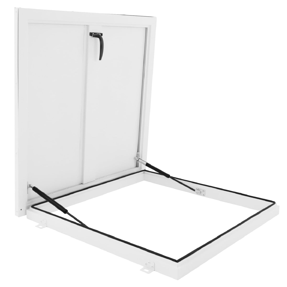 27.5" L X 27.5" W Aluminum Roof Access Hatch, Roof Security Door, Rooftop Hatch Cover Plate for Wellhead Lid, Cellar Cover (White-27.5inch)