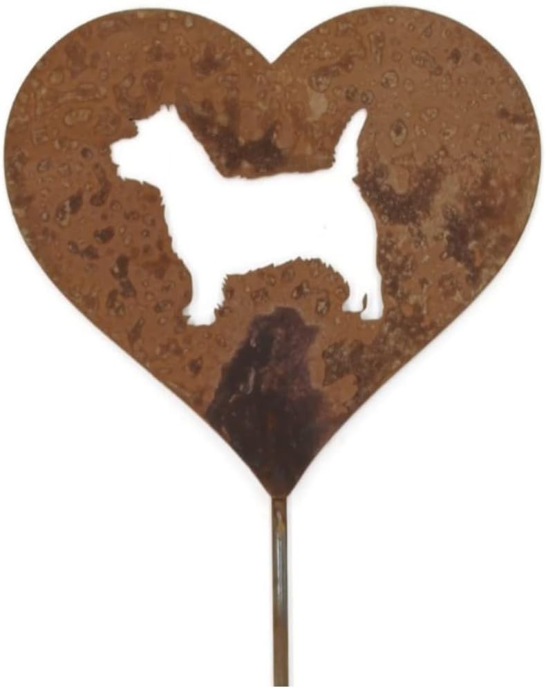 Pet Dog, Cat, Rabbit or Bird Keepsake Memorial Heart Garden Stake 20 to 28 Inches Tall (Large Heart, 28" Tall, Cross, Naturally Rusted)