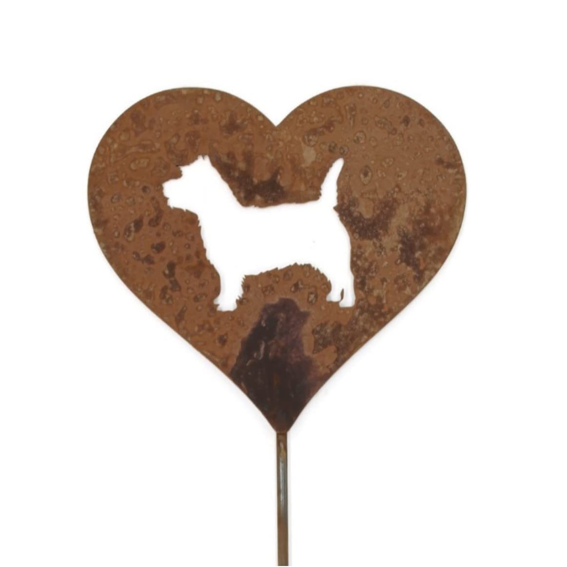 Pet Dog, Cat, Rabbit or Bird Keepsake Memorial Heart Garden Stake 20 to 28 Inches Tall (Large Heart, 28" Tall, Paw Print, Naturally Rusted)