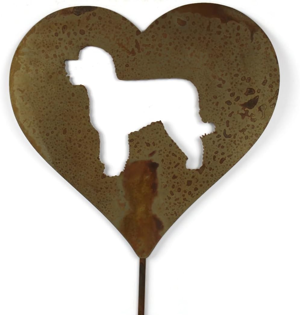 Pet Dog, Cat, Rabbit or Bird Keepsake Memorial Heart Garden Stake 20 to 28 Inches Tall (Large Heart, 28" Tall, Pembroke Welsh Corgi, Naturally Rusted)